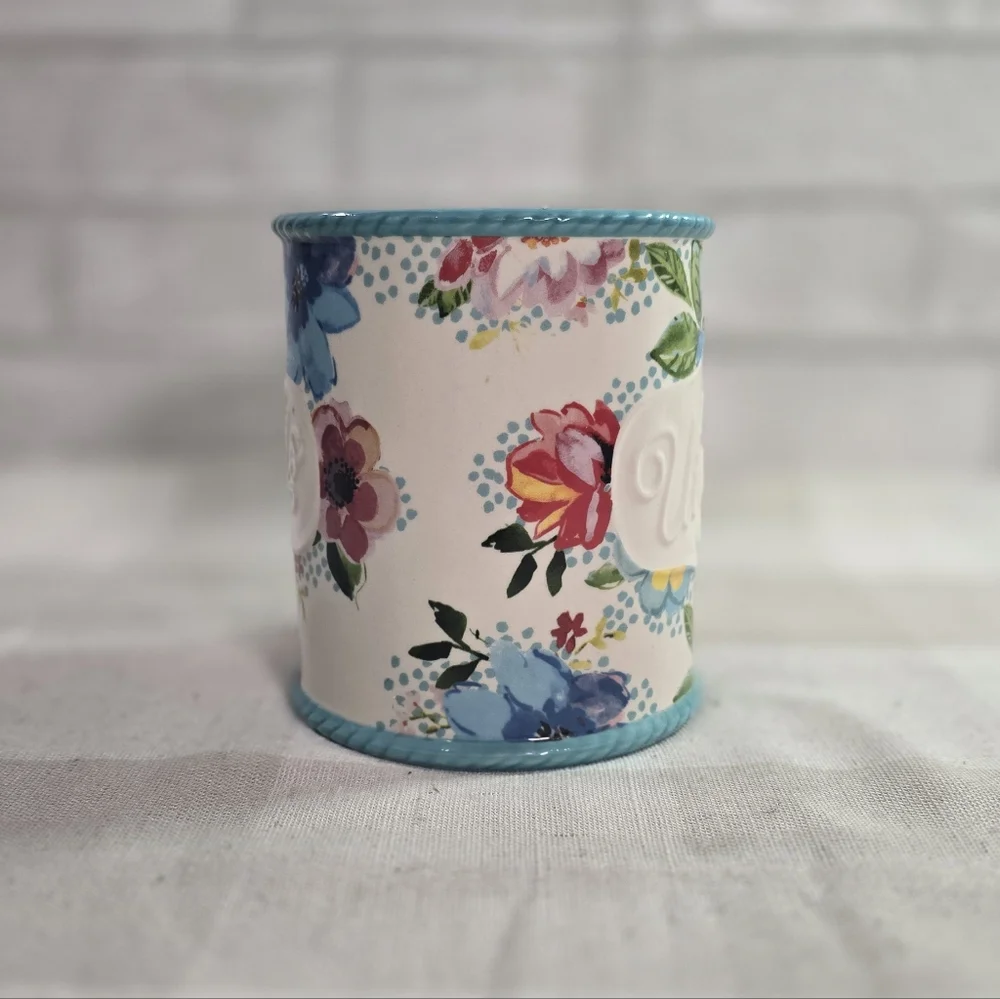 Ceramic Utensil Holder Pioneer Woman 5.5 in. Floral Mini Crock Melody Stoneware
